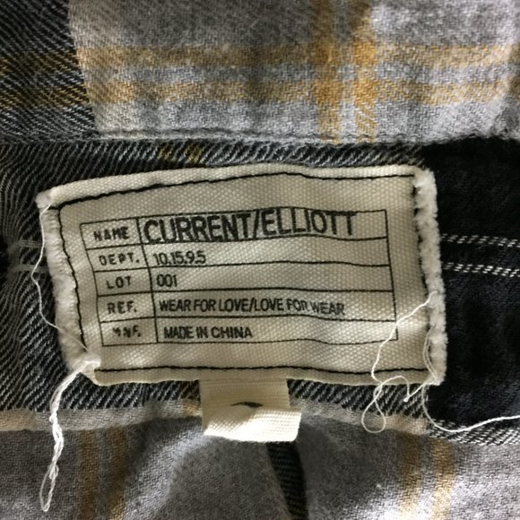 CURRENT ELLIOTT Gray Black Taupe Plaid High Low Hem Flannel Oversized Shirt - Picture 2 of 11
